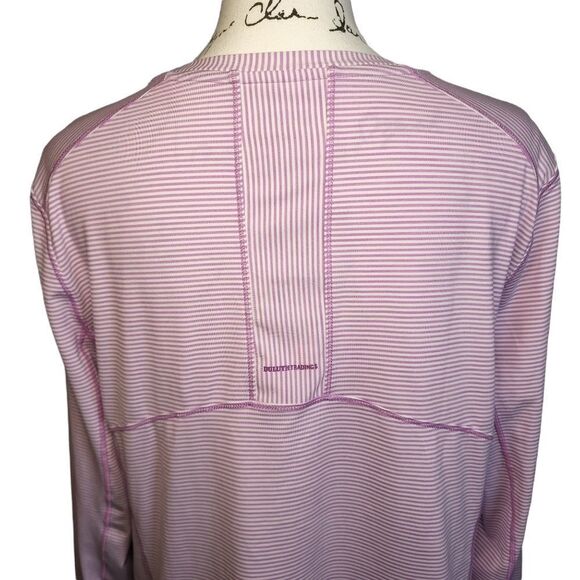 Duluth Trading Co Crew Neck Long Sleeve Striped Purple White Women's Shirt - Picture 5 of 6